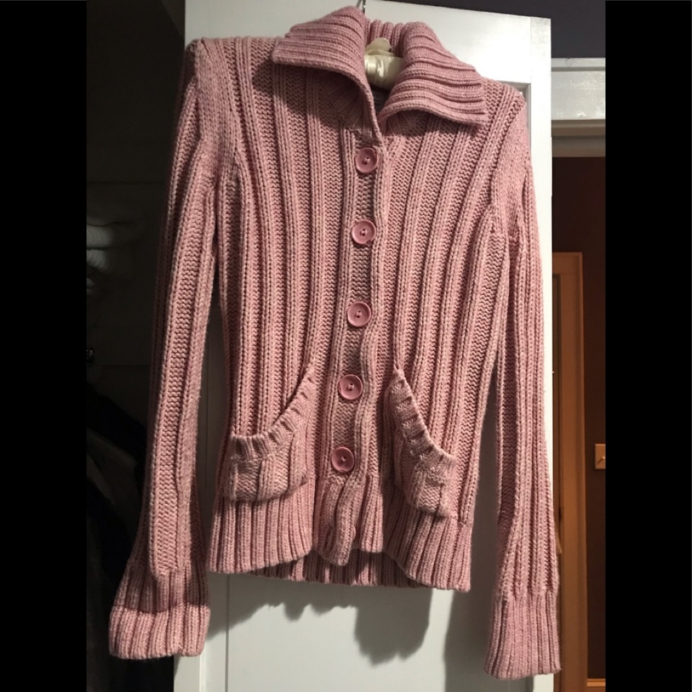Pink button down sweater